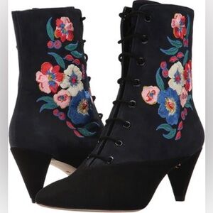 NEW Tory Burch Cassidy Lace Up Embroidered Boot - Size 10M